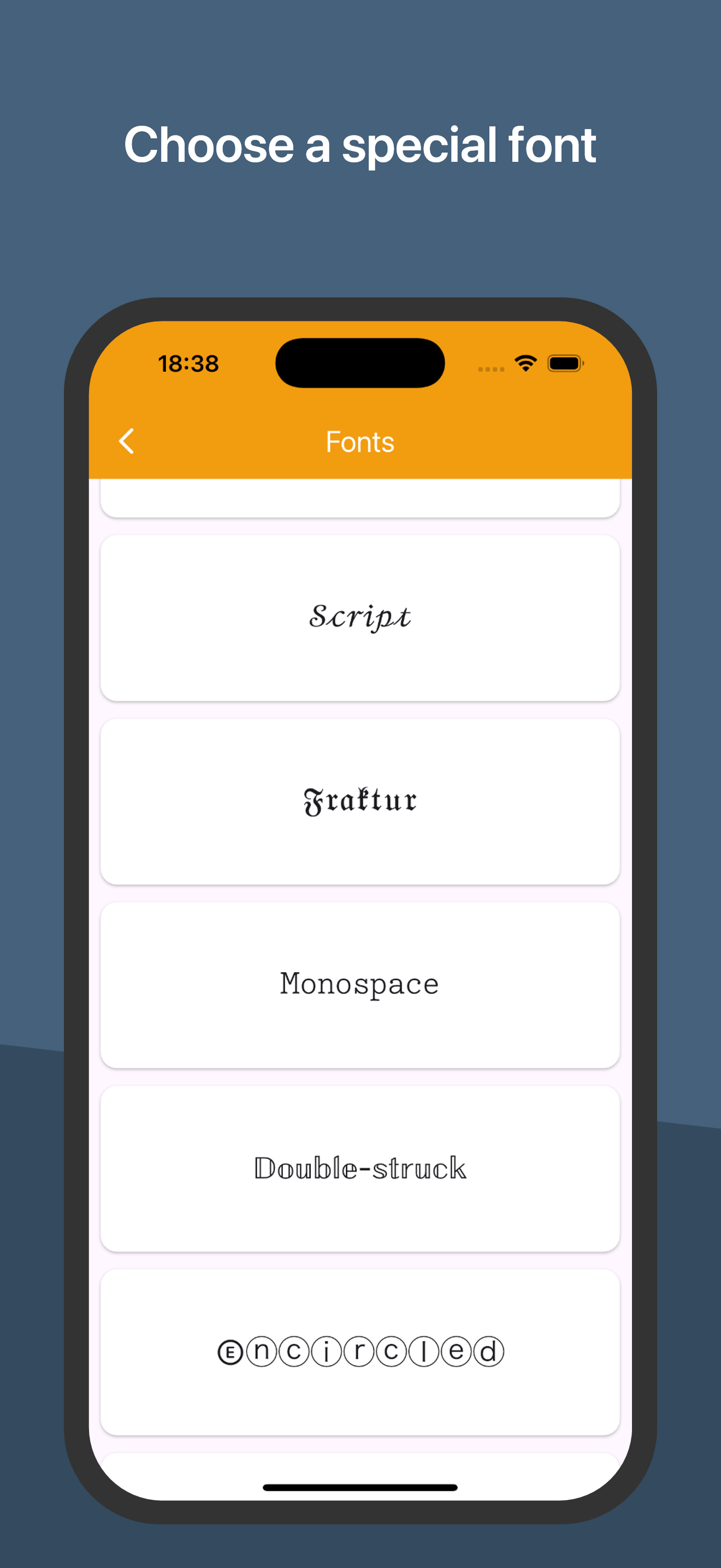Choose a special font