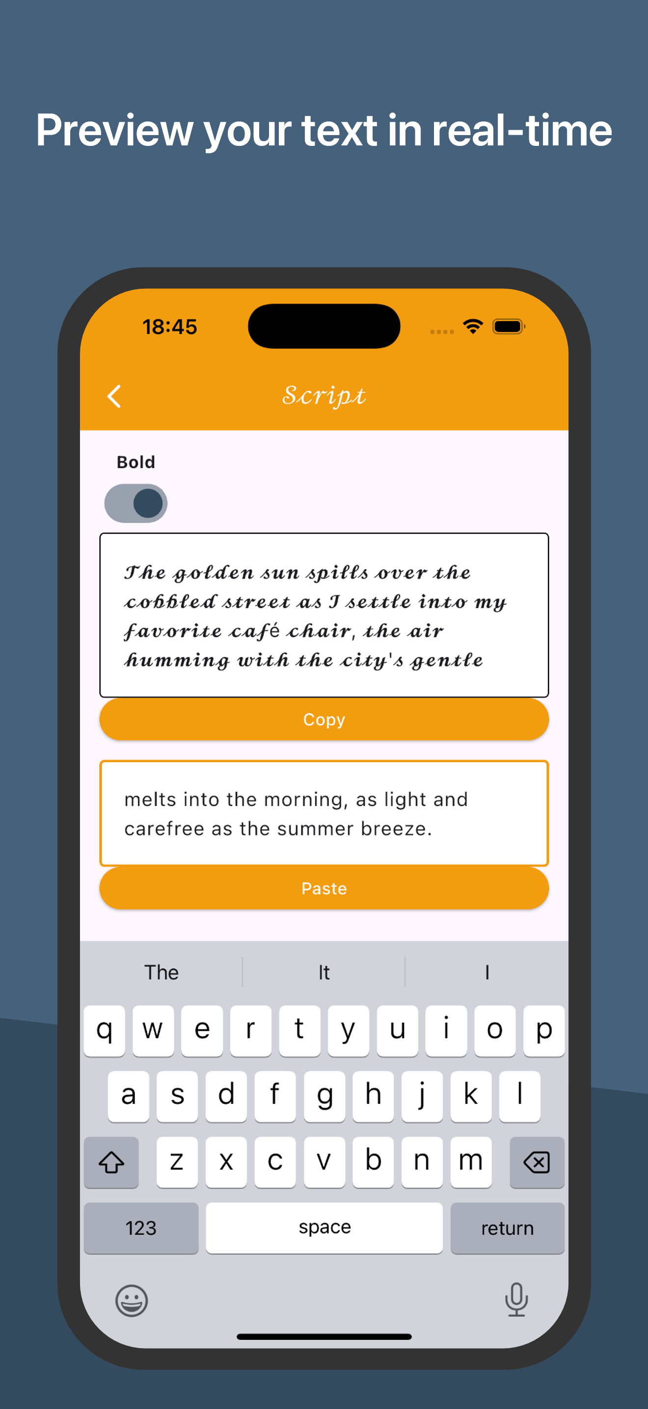 Preview your text in real-time